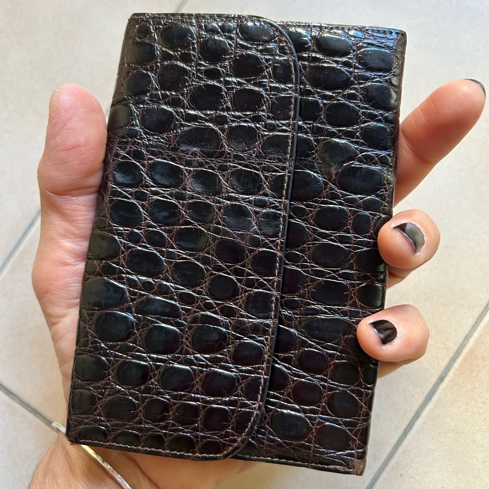 Genuine Brown Crocodile Leather Rectangular Walle… - image 1